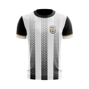 koszulka sublimowana biała w szare paski, producent odzieży sportowej