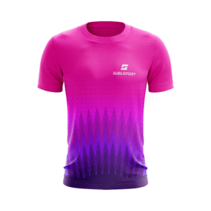 koszulka sportowa, sublimowana, producent Sublisport, różowo niebieska