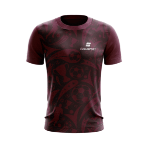koszulka męska w kolorze burgund, sublimacja, personalizacja, producent