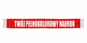 szalik kibica z własnym nadrukiem i frędzlami,