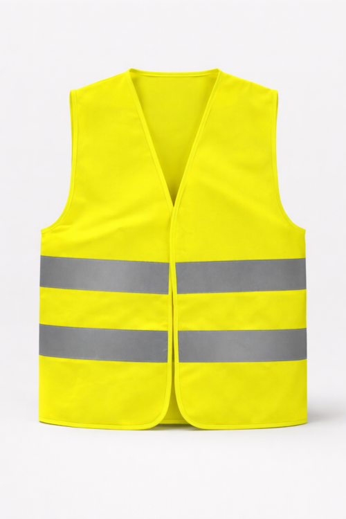 kamizelka odblaskowa, żółta, przód, z nadrukiem